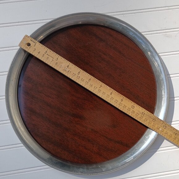 Pair of Vintage MCM Formica Laminated Serving Trays Silverplate Sides Platters - Picture 9 of 11